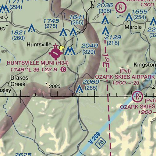 FAA VFR chart of Coon Branch, AR
