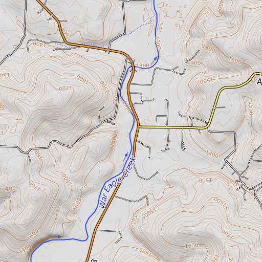 OpenTopoMap map of Coon Branch, AR