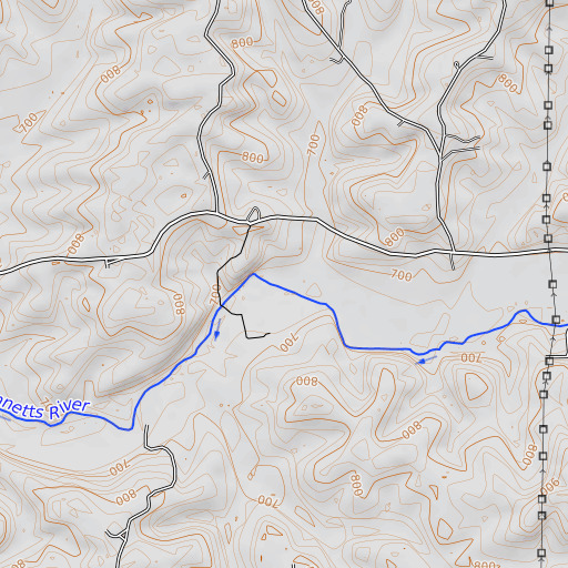 OpenTopoMap map of Cotter Branch, AR
