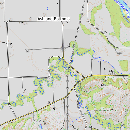 OpenTopoMap map of Kings Creek, KS