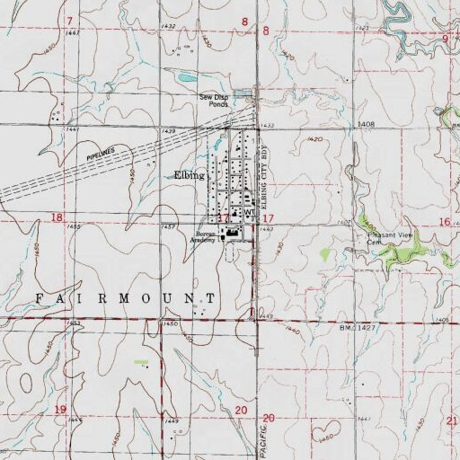 USGS 24K topo map of Elbing Elementary School (historical), KS