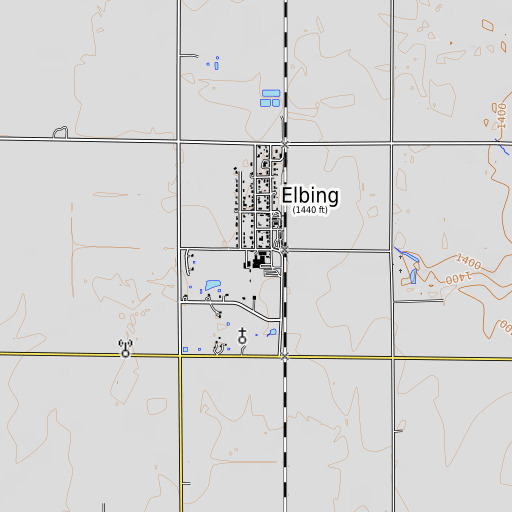 OpenTopoMap map of Elbing Elementary School (historical), KS