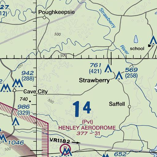 FAA VFR chart of Crabtree Branch, AR