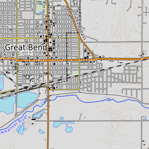 OpenTopoMap map of Heizer Park, KS
