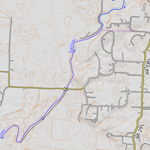 OpenTopoMap map of Davis Branch, AR