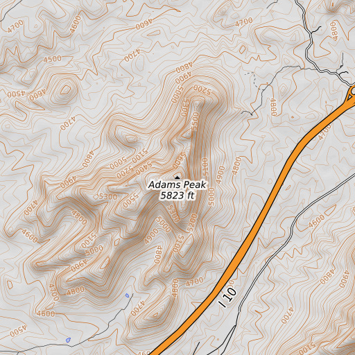OpenTopoMap map of Adams Peak, AZ