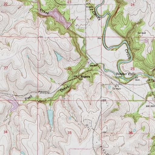 USGS 24K topo map of Rogers, KS