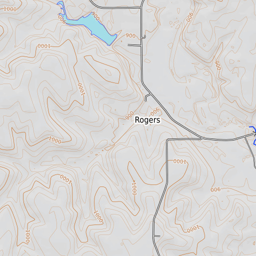 OpenTopoMap map of Rogers, KS