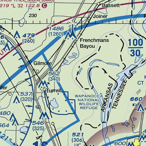 FAA VFR chart of Devils Elbow, AR