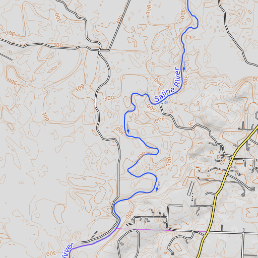 OpenTopoMap map of Dodson Creek, AR