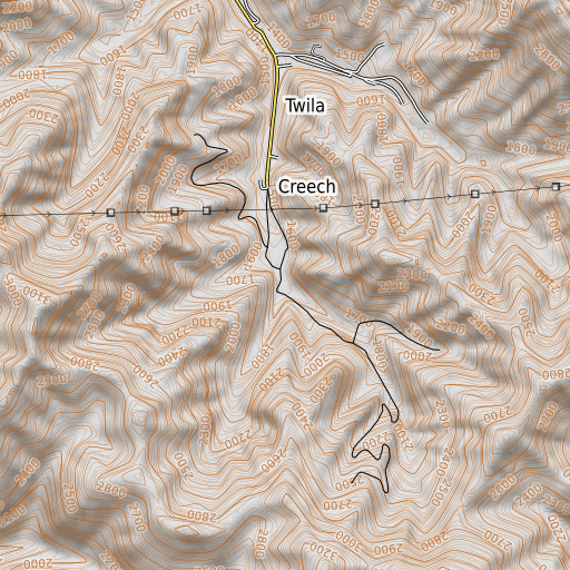 OpenTopoMap map of Adams Branch, KY
