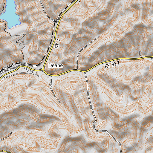 OpenTopoMap map of Appletree Branch, KY