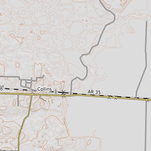 OpenTopoMap map of Dry Bayou, AR