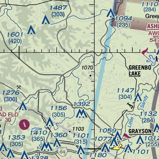 FAA VFR chart of Backs Branch, KY