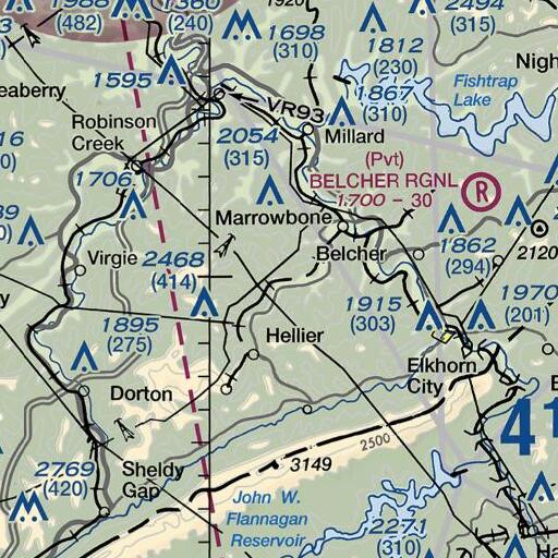 FAA VFR chart of Bad Fork, KY