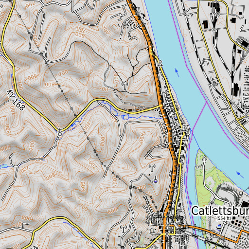 OpenTopoMap map of Barbecue Branch, KY