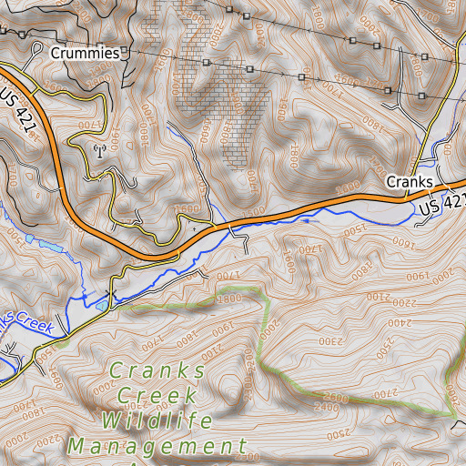 OpenTopoMap map of Barn Branch, KY