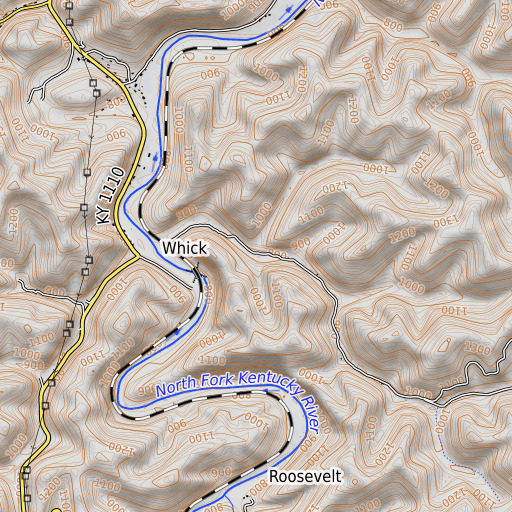 OpenTopoMap map of Barn Branch, KY