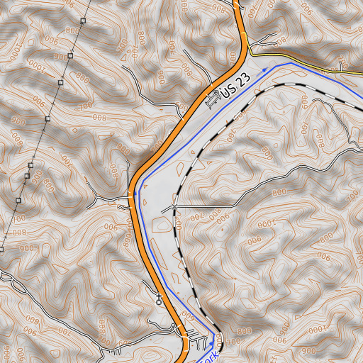 OpenTopoMap map of Beech Farm, KY