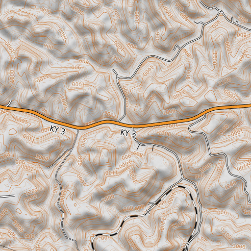 OpenTopoMap map of Beech Fork, KY