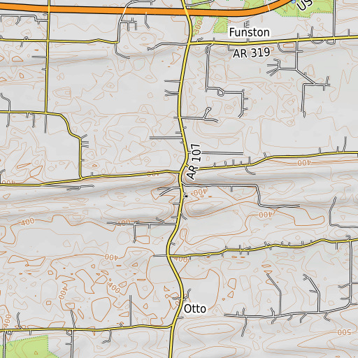 OpenTopoMap map of Duncan Gap, AR