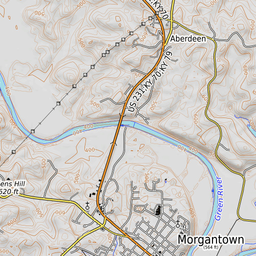 OpenTopoMap map of Big Branch, KY