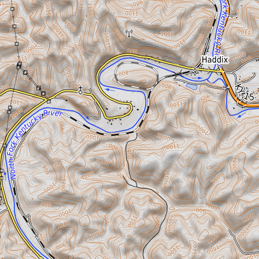 OpenTopoMap map of Big Branch, KY