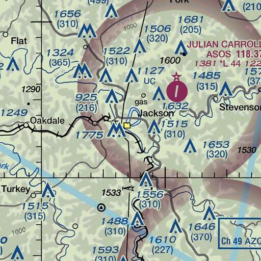 FAA VFR chart of Big Bridge Branch, KY