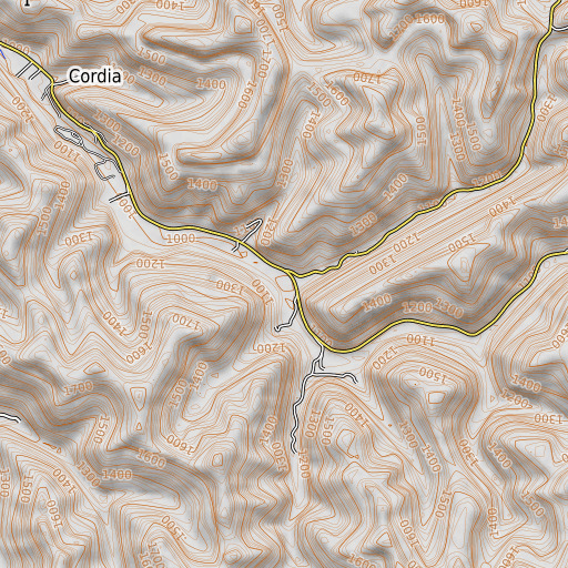 OpenTopoMap map of Big Fork, KY