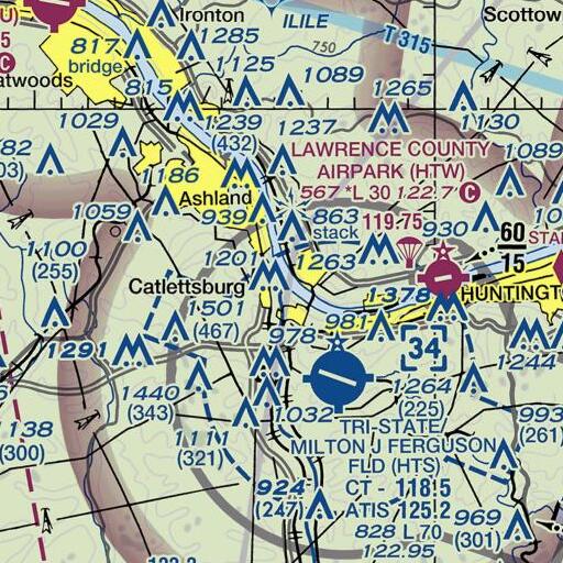 FAA VFR chart of Big Sandy River, KY