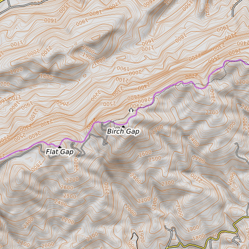 OpenTopoMap map of Birch Gap, KY