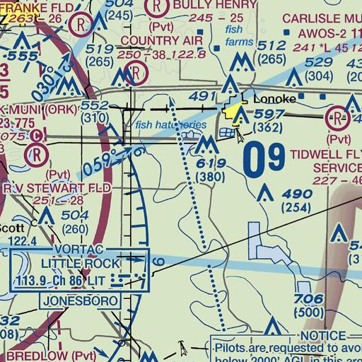 FAA VFR chart of Eagle School, AR