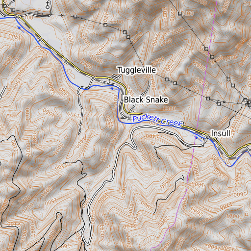 OpenTopoMap map of Blacksnake Branch, KY