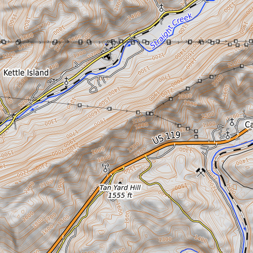 OpenTopoMap map of Blind John Taylor Gap, KY