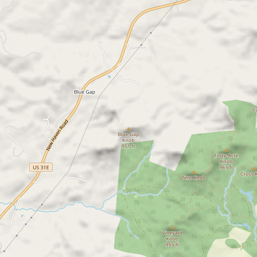 OpenStreetMap map of Blue Gap Knob, KY