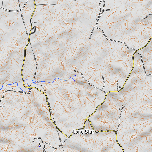 OpenTopoMap map of Blue Hole Spring, KY