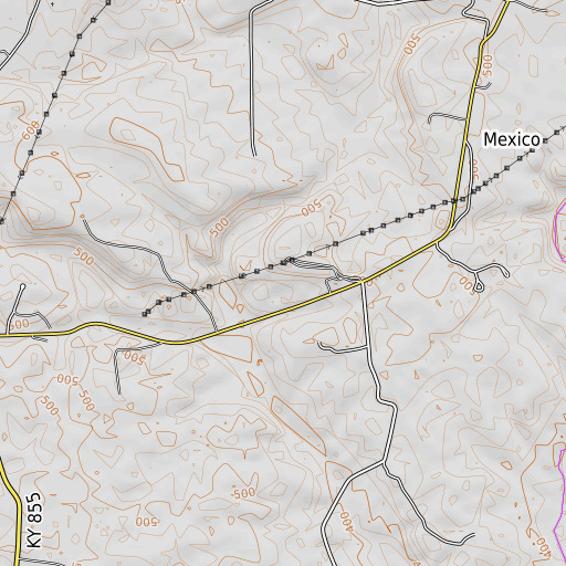 OpenTopoMap map of Blue Mine, KY