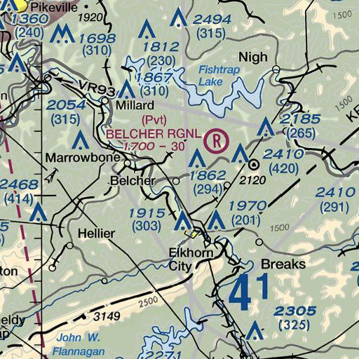 FAA VFR chart of Blue Pond Fork, KY