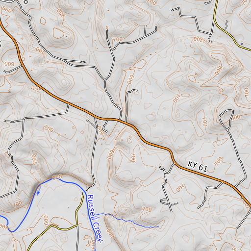OpenTopoMap map of Blue Spring Branch, KY
