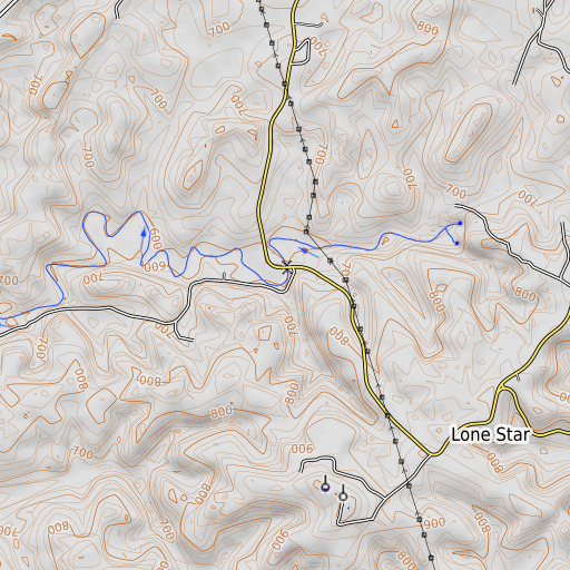 OpenTopoMap map of Blue Spring Branch, KY
