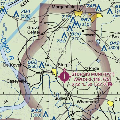 FAA VFR chart of Blueberry Hill, KY