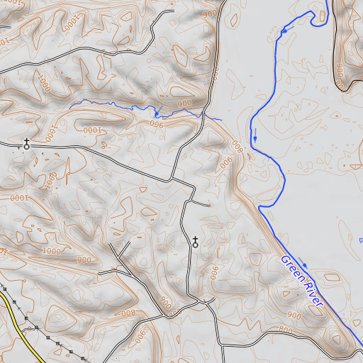 OpenTopoMap map of Bluster Ridge, KY
