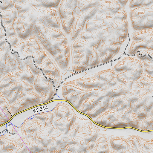 OpenTopoMap map of Blythe Branch, KY