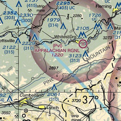 FAA VFR chart of Bo Fork, KY
