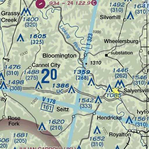 FAA VFR chart of Boardtree Branch, KY