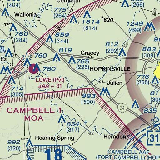 FAA VFR chart of Boatwright Hole, KY