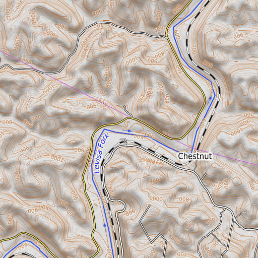 OpenTopoMap map of Borders Branch, KY