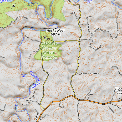 OpenTopoMap map of Box Canyon, KY