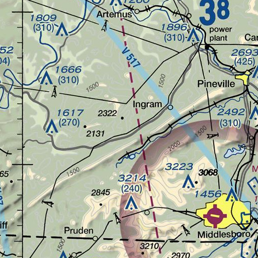FAA VFR chart of Brush Creek Gap, KY