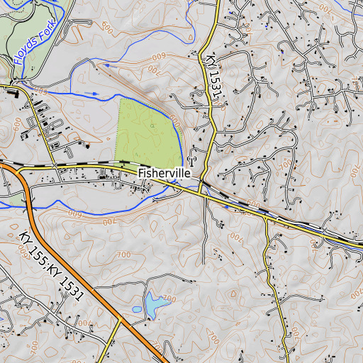 OpenTopoMap map of Brush Run, KY